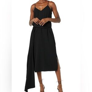 Crepe Cami Strap Dress with Multi-way Sash Drape Wrap Midi NWT M versatile LBD